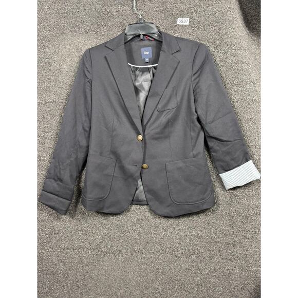 Gap Blazer Womens 2 Gray Wool Blend Two Button Lined Office Career Jacket - Picture 1 of 7